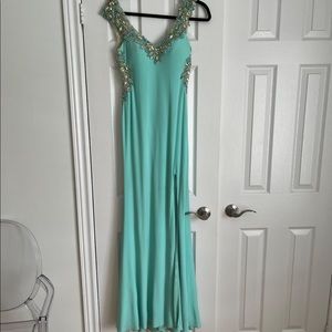 Aqua long evening dress